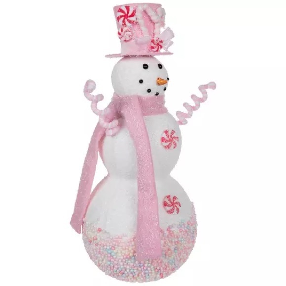 Pink Foam Candy Snowman Decor - Picture 1 of 3